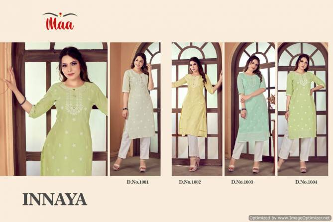 Maa Innaya Cotton Embroidery Regular Wear Designer Kurti Collection